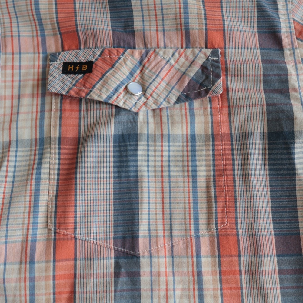 Howler Brothers Mens Size Large H Bar B Snap Shirt Pearl Snap Plaid Short Sleeve - Picture 10 of 12